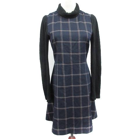 中古 シュープリームララ Supreme La La Supreme Lala ワンピース フレア ミニ 長袖 ニット チェック 切替 M 紺 ネイビー レディース ベクトル 古着 193 ブランド古着販売のベクトル 通販 Yahoo ショッピング