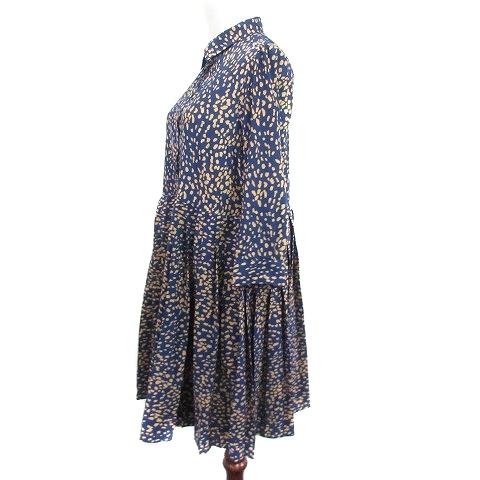 中古 ヌージー Nusy ワンピース シャツ プリーツ ひざ丈 長袖 総柄 M 紺 ネイビー m6 レディース ベクトル 古着 193 ブランド古着販売のベクトル 通販 Yahoo ショッピング