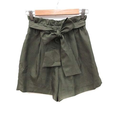 中古 リランドチュール Rirandture ショートパンツ キュロット リボン ウエストマーク 0 緑 カーキ Kb レディース Sale 70 Off