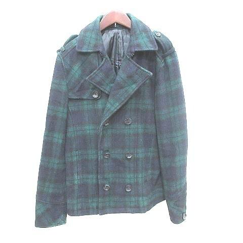 中古 クランプリュス ミッシェルクラン Klein Plus Homme ピーコート Pコート チェック 総裏地 48 緑 グリーン 黒 ブラック Yk メンズ ベクトル 古着 195 ブランド古着販売のベクトル 通販 Yahoo ショッピング