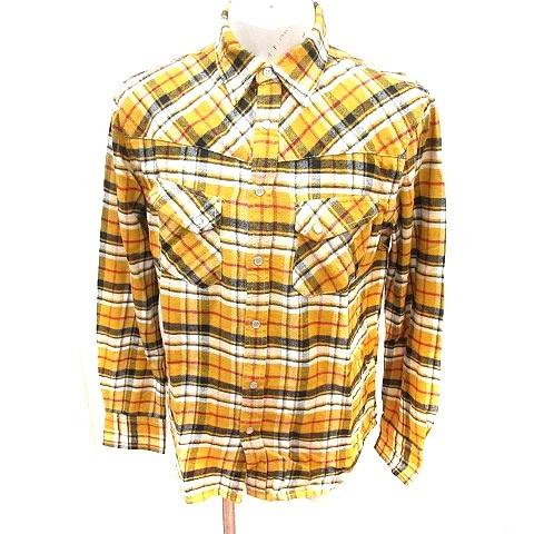 中古 未使用品 Dovetail シャツ 長袖 チェック マスタード 贈答品 L メンズ Rt ベクトル 古着