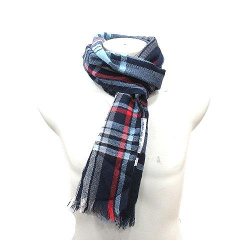 中古 グリーンレーベルリラクシング ユナイテッドアローズ マフラー ストール チェック フリンジ ウール 紺 ネイビー 青 ブルー メンズ 195 ブランド古着販売のベクトル 通販 Yahoo ショッピング