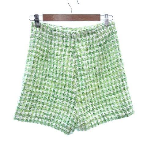 ザラ Zara ショートパンツ ツイード ハイウエスト チェック M 緑 グリーン Ct レディース 195 ブランド古着販売のベクトル 通販 Yahoo ショッピング
