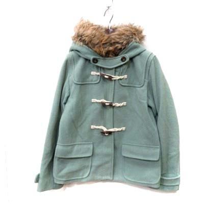 中古 オリーブデオリーブ Olive Des ダッフルコート ショート 総裏地 ファイクファー L 青 ブルー Yi レディース 限定特価