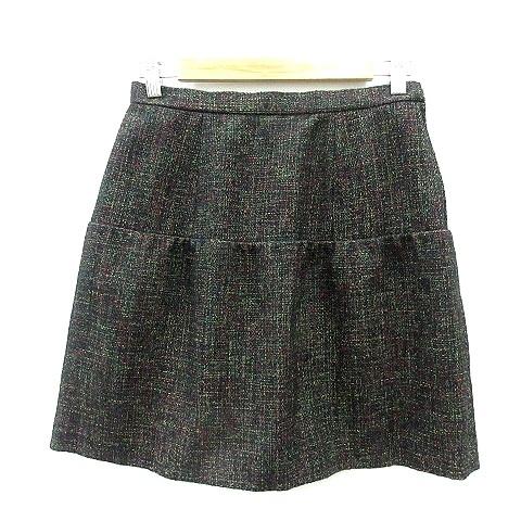 イランイラン YLANG YLANG フレアスカート ミニ 総柄 ウール M 黒