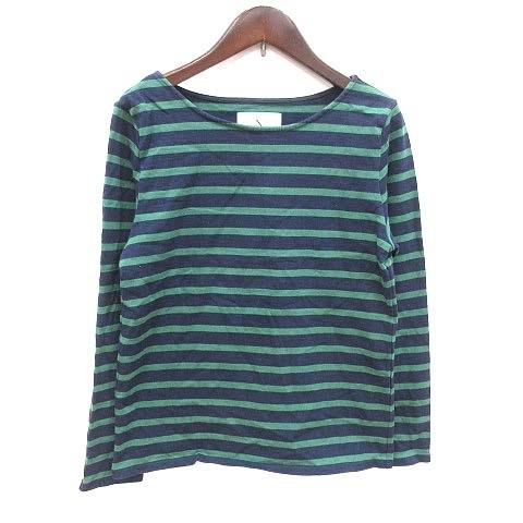 N ナチュラルビューティーベーシック Tシャツ カットソー バスクシャツ 長袖 ボートネック ボーダー M 緑 グリーン 紺 ネイビー レディース 195 ブランド古着販売のベクトル 通販 Yahoo ショッピング