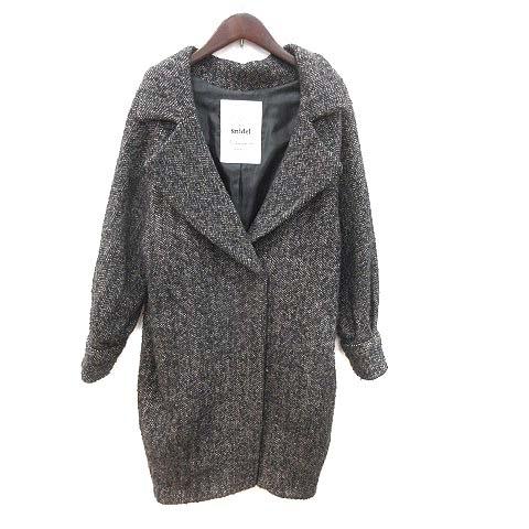 中古 スナイデル Snidel チェスターコート ダブル 総裏地 ウール ヘリンボーン柄 F 黒 ブラック Ct レディース サイズ交換ｏｋ