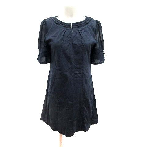 驚きの価格が実現 中古 東京スタイル ワンピース チュニック シフォン M 五分袖 紺 ネイビー Yk レディース ベクトル 古着