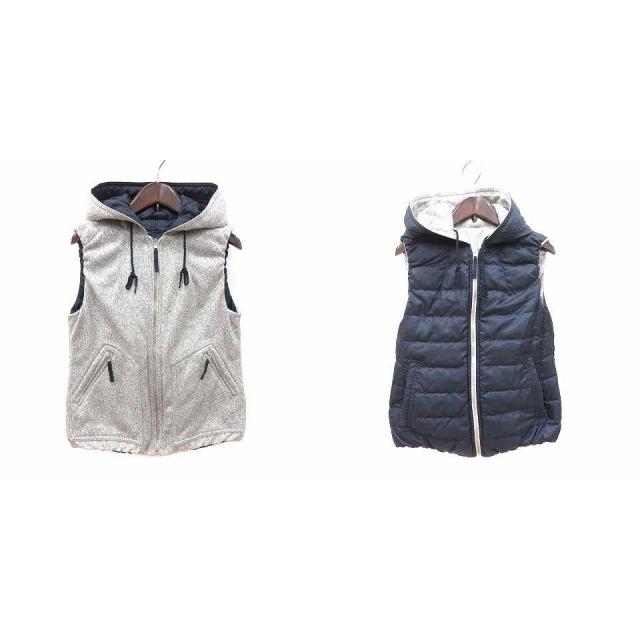 プラステ Plst ダウンベスト リバーシブル ジップアップ 0 ライトグレー 紺 ネイビー Ct レディース 195 ブランド古着販売のベクトル 通販 Yahoo ショッピング