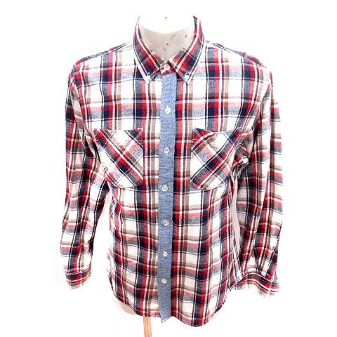 ビームスハート BEAMS HEART シャツ ボタンダウン 長袖 チェック L 赤