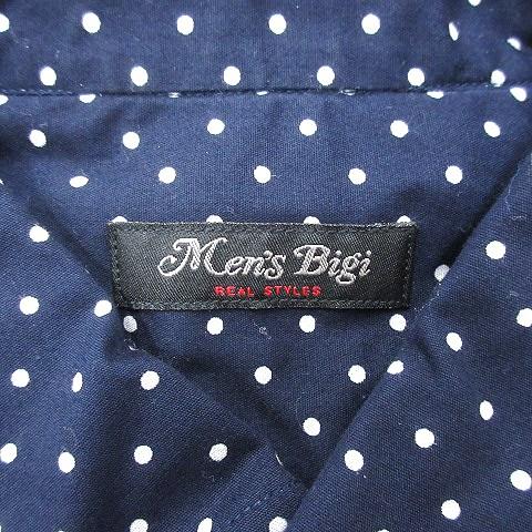 メンズビギ MEN'S BIGI ステンカラーシャツ ドット 半袖 紺 ネイビー /AU メンズ｜vectorpremium｜06