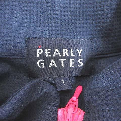 パーリーゲイツ PEARLY GATES ゴルフウェア ポロシャツ 半袖 ハイネック ハーフジップ ロゴプリント 1 紺 ネイビー /CT レディース｜vectorpremium｜06