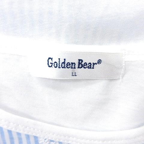 ゴールデンベア GOLDEN BEAR ニットカットソー シャツ ブラウス ラウンドネック 切替 ストライプ 刺繍 レース 半袖 LL 白 ホワイト /AU｜vectorpremium｜07