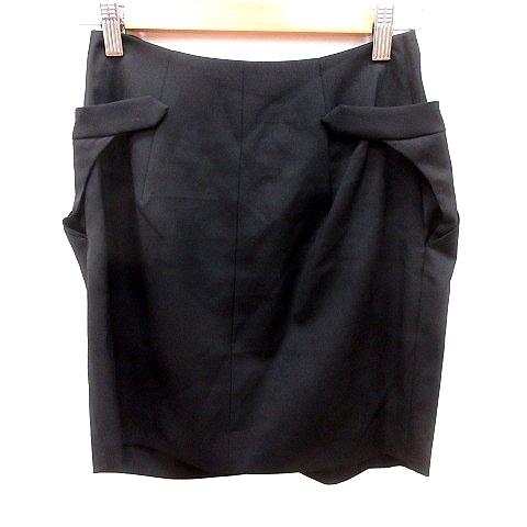 未使用品 ナイン NINE スカート 台形 ミニ ウール 2 黒 ブラック /RT 