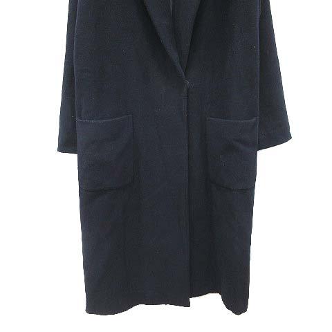 ネイ NEI チェスターコート ロング シングル フード 総裏地 M 紺  