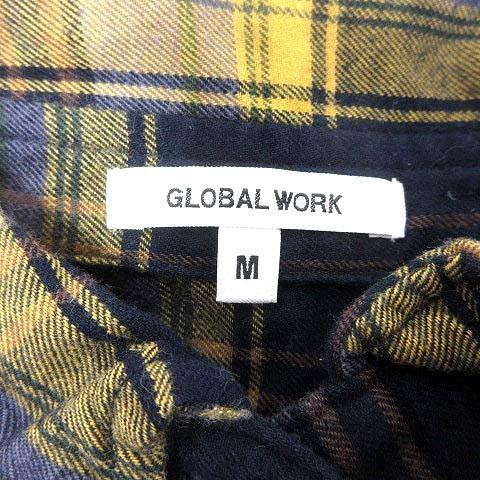 グローバルワーク GLOBAL WORK ネルシャツ チェック 長袖 M 紺 ネイビー 黄色 イエロー /YK レディース｜vectorpremium｜05