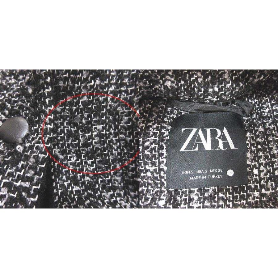 ザラ ZARA セットアップ 上下 ステンカラージャケット ロング ドロップショルダー ショートパンツ ツイード S XS 黒 ブラック レディース｜vectorpremium｜07