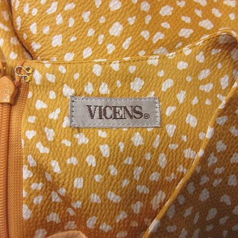 ビセンス VICENS ワンピース ひざ丈 ノースリーブ 総柄 38 黄色 ビセンス VICENS ワンピース ひざ丈 ノースリーブ 総柄 38 黄色