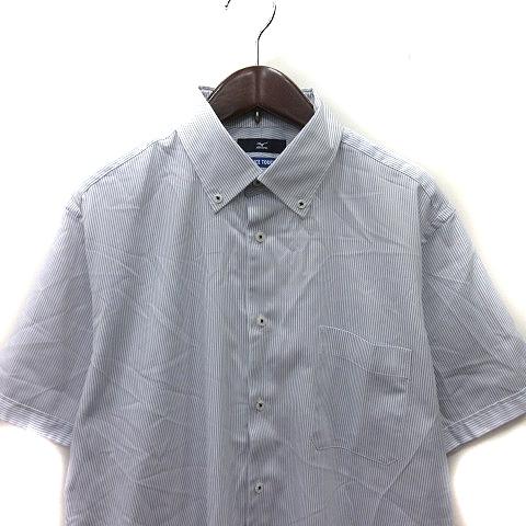 ミズノ MIZUNO ドレスシャツ ワイシャツ ボタンダウン 半袖 ストライプ ベージュ 白 ホワイト /YI メンズ｜vectorpremium｜02