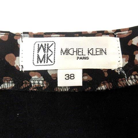 エムケー ミッシェルクラン MK MICHEL KLEIN ワンピース ひざ丈 ウエストマーク 総柄 半袖 38 黒 ブラック 茶 ブラウン /YK レディース｜vectorpremium｜05