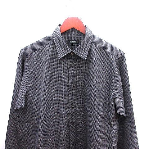 イーエクスクラブ EX-CLUB ステンカラーシャツ チェック ウール 長袖 L  