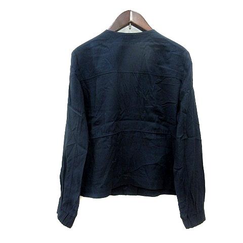 【希少46サイズ・タグ付未使用品】アンタイトル ノーカラージャケット ネイビー UNTITLED｜【入卒/セレモニー/通勤】ラメツイード ノーカラー