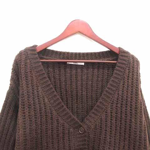 グレイル GRL カーディガン ニット Vネック 長袖 F 茶 ブラウン