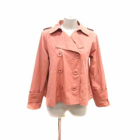 サーモンピンクのコート　ショート丈 サーモンピンクのコート ショート丈 サーモンピンク裏地配色