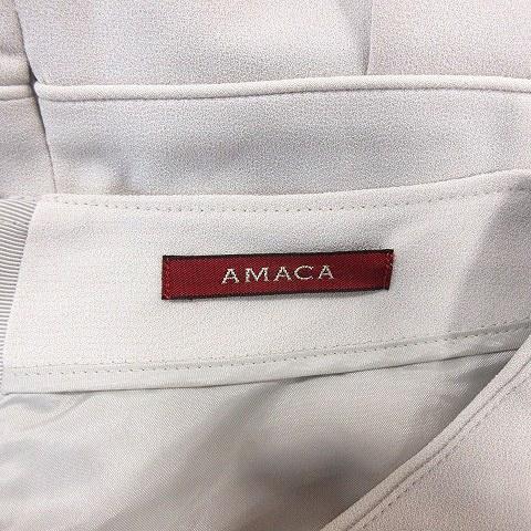 アマカ AMACA ワンピース ひざ丈 半袖 36 ベージュ /AU レディース 
