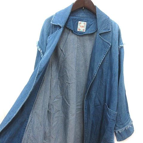 ビームスハート BEAMS HEART コート デニム フリンジ ウエストマーク  