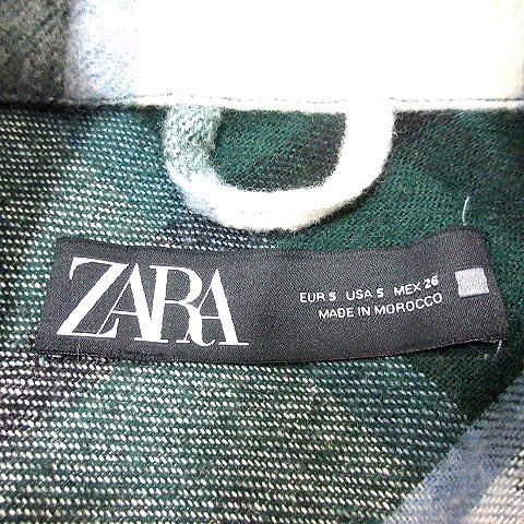 ZARA ザラ ステンカラーコート チェック オーバーサイズ S 緑 ZARA ザラ ステンカラーコート チェック オーバーサイズ S 緑