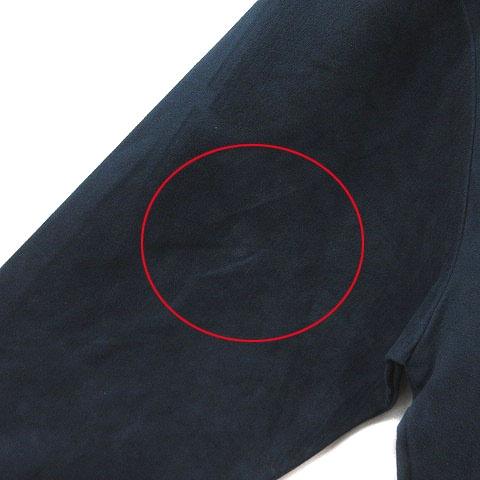 15853レディースシルク100％長袖カットソー紺色