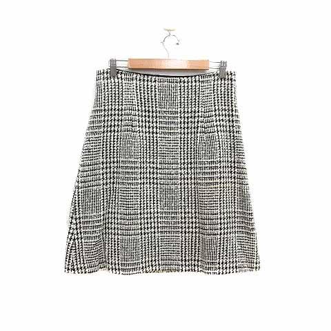 エフデ ef-de 台形スカート ひざ丈 ツイード チェック 13 白 ホワイト