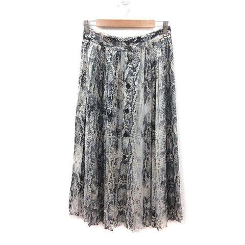 ザラ ベーシック ZARA BASIC プリーツスカート ロング パイソン柄 M 黒 