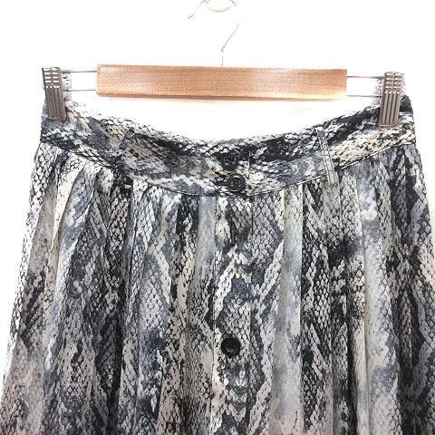 ザラ ベーシック ZARA BASIC プリーツスカート ロング パイソン柄 M 黒 