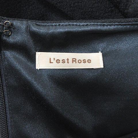 レストローズ L'EST ROSE ワンピース ひざ丈 半袖 ビジュー 2 紺