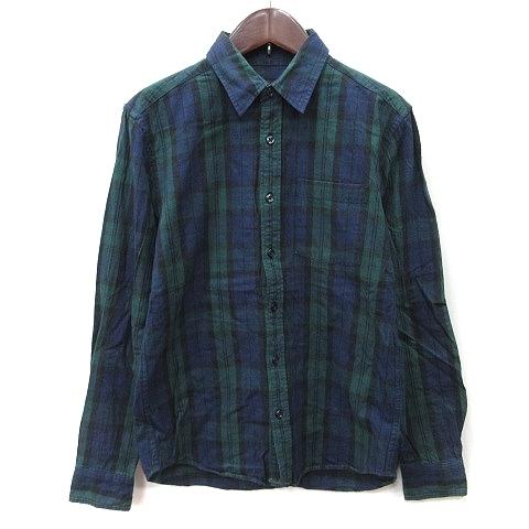 RAGEBLUE レイジブルー シャツ チェック 長袖 S 紺 ネイビー 緑 