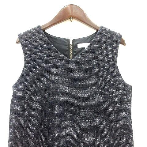 M-PREMIER エムプルミエ ノースリーブワンピース ツイード ひざ丈 34 エムプルミエ M-Premier ワンピース ミニ ノースリーブ ツイード 34 S