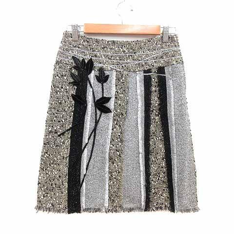 ルーニィ LOUNIE 台形スカート ひざ丈 ツイード ウール アンゴラ混 38  