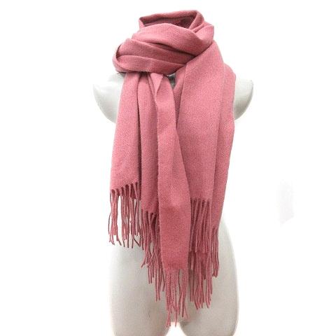 ピンク LVロゴ刺繍マフラー フリンジ付き ピンク ロゴ刺繍 マフラー