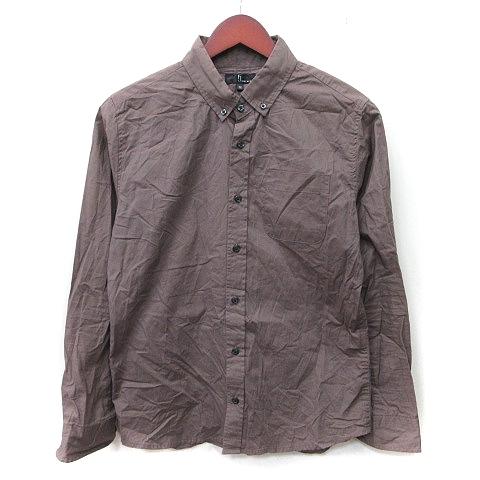 ジップファイブ 5ZIP FIVE シャツ ボタンダウン 長袖 M 茶 ブラウン