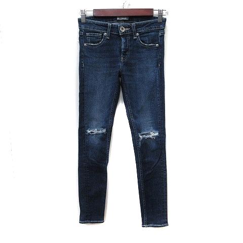 ジェイダ GYDA スキニーパンツ デニム ジーンズ ダメージ加工 XS 紺