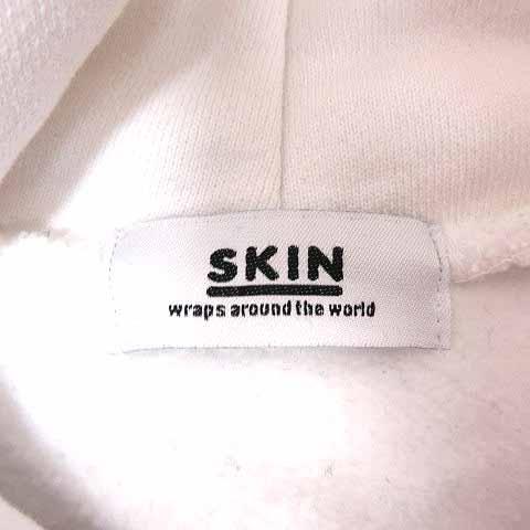 【中古】スキン（SKIN） SKIN コットンポリエステル プルオーバー パーカー ホワイト【サイズM】【レディース】 スキン SKIN パーカー プルオーバー ロゴ刺しゅう 長袖 M 白 ホワイト
