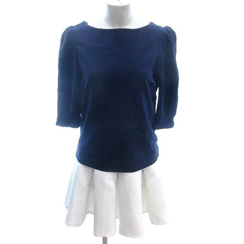 ラグナムーン LagunaMoon ドッキングワンピース ひざ丈 七分袖 S 紺