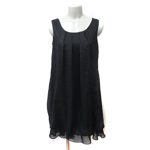美品 René ノースリーブ ブラックワンピース 36 シフォンワンピース 未使用品 リアスタリスク Re* ワンピース ひざ丈 ノースリーブ