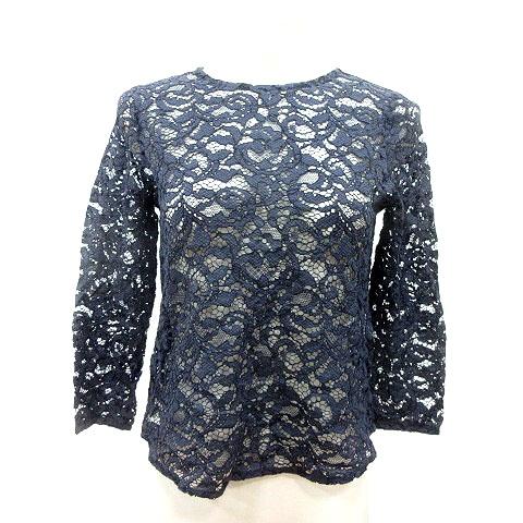 デミルクス ビームス Demi-Luxe BEAMS ブラウス レース 長袖 36 S 紺 