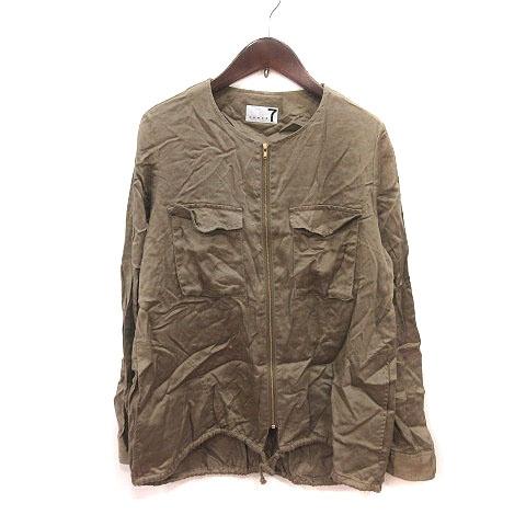 スール soeur7 ノーカラージャケット ジップアップ 麻混 リネン混 長袖 