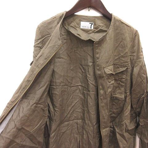 スール soeur7 ノーカラージャケット ジップアップ 麻混 リネン混 長袖 