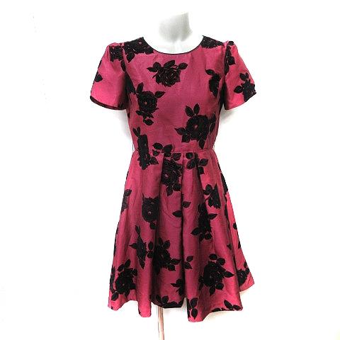 L’EST ROSE ＊ワンピース、ジャケット レストローズ L'EST ROSE ワンピース ひざ丈 半袖 花柄 2 M ワイン