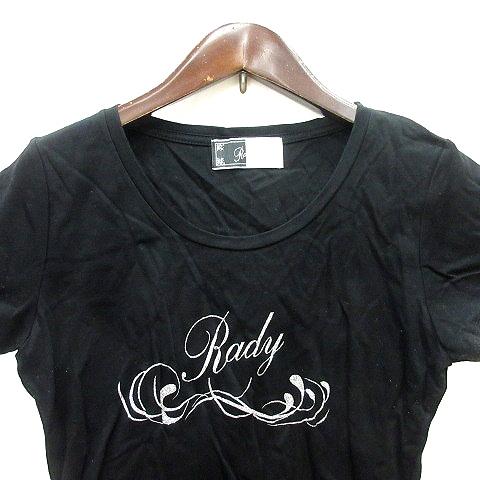 レディ Rady カットソー Tシャツ クルーネック プリント 半袖 ラメ F